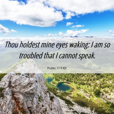 Picture 06 - Psalms 77:4 KJV - Thou holdest mine eyes waking: I am so troubled - Bible Verse Picture