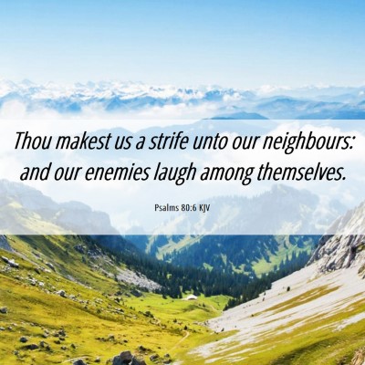 Picture 06 - Psalms 80:6 KJV - Thou makest us a strife unto our neighbours: and - Bible Verse Picture