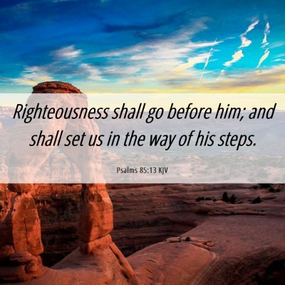 Picture 06 - Psalms 85:13 KJV - Righteousness shall go before him; and shall set - Bible Verse Picture