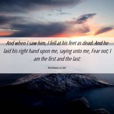 Picture 06 - Revelation 1:17 KJV - And when I saw him, I fell at his feet as dead. - Bible Verse Picture