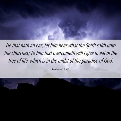 Picture 06 - Revelation 2:7 KJV - He that hath an ear, let him hear what the Spirit - Bible Verse Picture