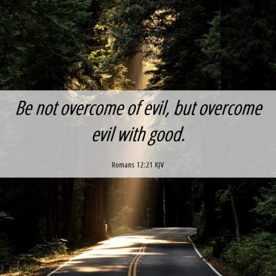 Picture 06 - Romans 12:21 KJV - Be not overcome of evil, but overcome evil with - Bible Verse Picture