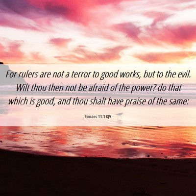 Picture 06 - Romans 13:3 KJV - For rulers are not a terror to good works, but to - Bible Verse Picture
