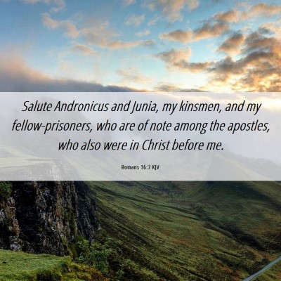 Picture 06 - Romans 16:7 KJV - Salute Andronicus and Junia, my kinsmen, and my - Bible Verse Picture