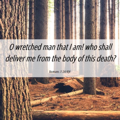 Picture 06 - Romans 7:24 KJV - O wretched man that I am! who shall deliver me - Bible Verse Picture