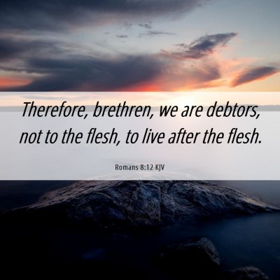 Picture 06 - Romans 8:12 KJV - Therefore, brethren, we are debtors, not to the - Bible Verse Picture