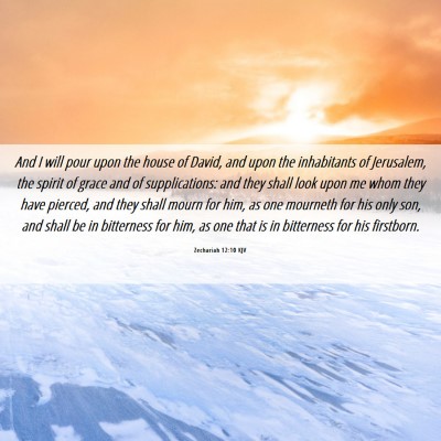 Picture 06 - Zechariah 12:10 KJV - And I will pour upon the house of David, and upon - Bible Verse Picture