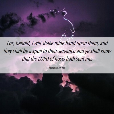 Picture 06 - Zechariah 2:9 KJV - For, behold, I will shake mine hand upon them, - Bible Verse Picture