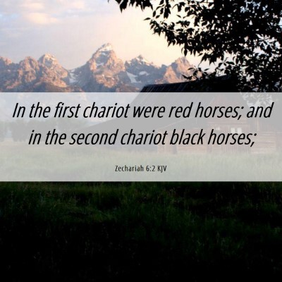 Picture 06 - Zechariah 6:2 KJV - In the first chariot were red horses; and in the - Bible Verse Picture