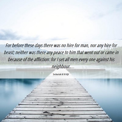 Picture 06 - Zechariah 8:10 KJV - For before these days there was no hire for man, - Bible Verse Picture