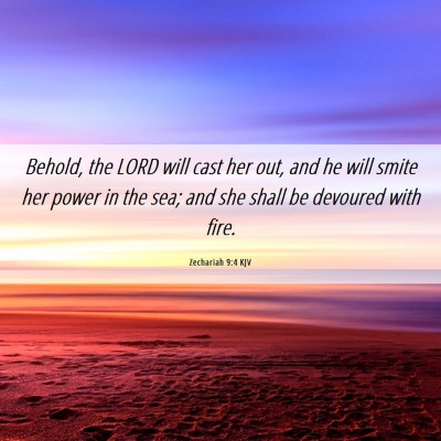 Picture 06 - Zechariah 9:4 KJV - Behold, the LORD will cast her out, and he will - Bible Verse Picture
