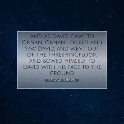 Picture 07 - 1 Chronicles 21:21 KJV - And as David came to Ornan, Ornan looked and saw - Bible Verse Picture