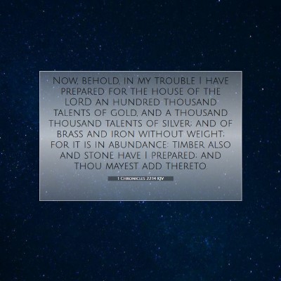 Picture 07 - 1 Chronicles 22:14 KJV - Now, behold, in my trouble I have prepared for - Bible Verse Picture