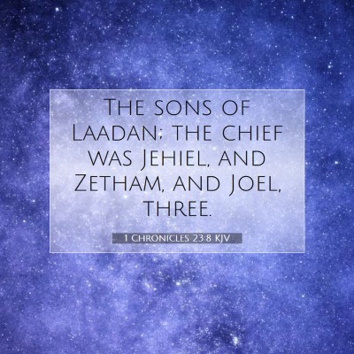 Picture 07 - 1 Chronicles 23:8 KJV - The sons of Laadan; the chief was Jehiel, and - Bible Verse Picture