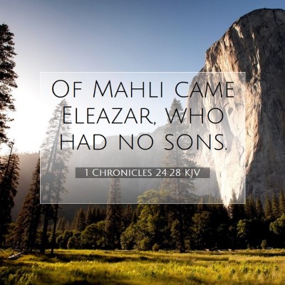 Picture 07 - 1 Chronicles 24:28 KJV - Of Mahli came Eleazar, who had no - Bible Verse Picture