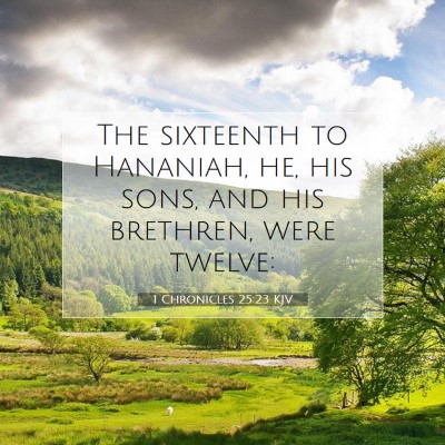 Picture 07 - 1 Chronicles 25:23 KJV - The sixteenth to Hananiah, he, his sons, and his - Bible Verse Picture