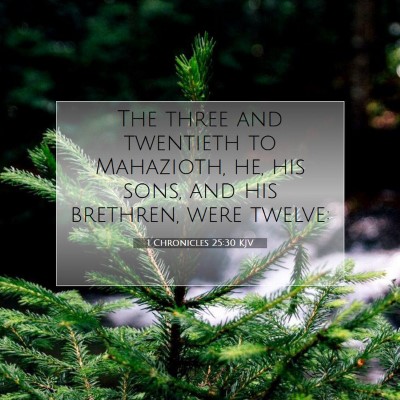 Picture 07 - 1 Chronicles 25:30 KJV - The three and twentieth to Mahazioth, he, his - Bible Verse Picture