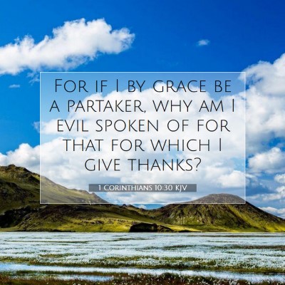 Picture 07 - 1 Corinthians 10:30 KJV - For if I by grace be a partaker, why am I evil - Bible Verse Picture