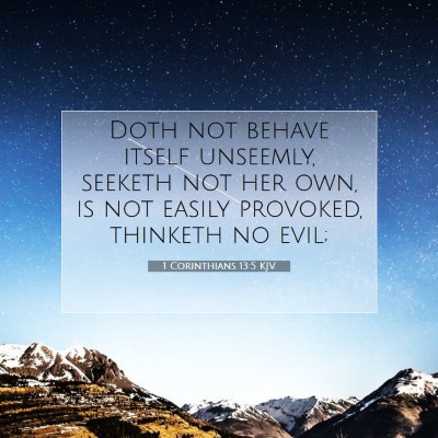 Picture 07 - 1 Corinthians 13:5 KJV - Doth not behave itself unseemly, seeketh not her - Bible Verse Picture