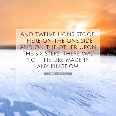 Picture 07 - 1 Kings 10:20 KJV - And twelve lions stood there on the one side and - Bible Verse Picture