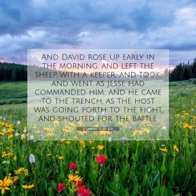 Picture 07 - 1 Samuel 17:20 KJV - And David rose up early in the morning, and left - Bible Verse Picture