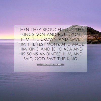 Picture 07 - 2 Chronicles 23:11 KJV - Then they brought out the king's son, and put - Bible Verse Picture
