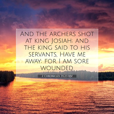 Picture 07 - 2 Chronicles 35:23 KJV - And the archers shot at king Josiah; and the king - Bible Verse Picture