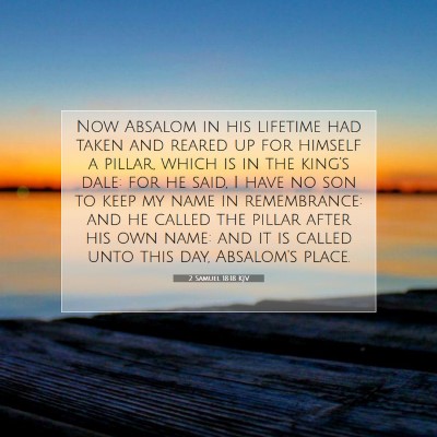 Picture 07 - 2 Samuel 18:18 KJV - Now Absalom in his lifetime had taken and reared - Bible Verse Picture