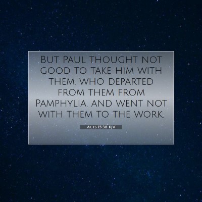 Picture 07 - Acts 15:38 KJV - But Paul thought not good to take him with them, - Bible Verse Picture