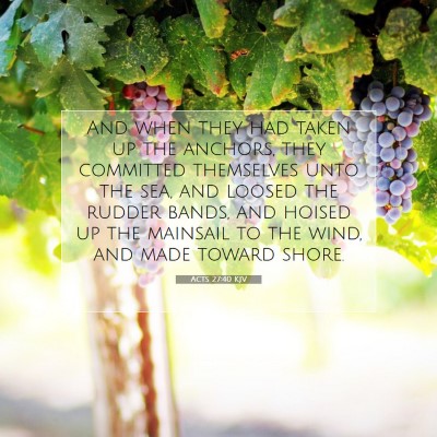 Picture 07 - Acts 27:40 KJV - And when they had taken up the anchors, they - Bible Verse Picture