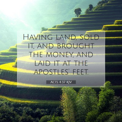 Picture 07 - Acts 4:37 KJV - Having land, sold it, and brought the money, and - Bible Verse Picture