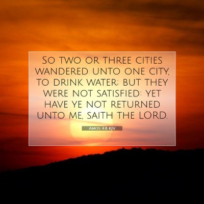 Picture 07 - Amos 4:8 KJV - So two or three cities wandered unto one city, to - Bible Verse Picture