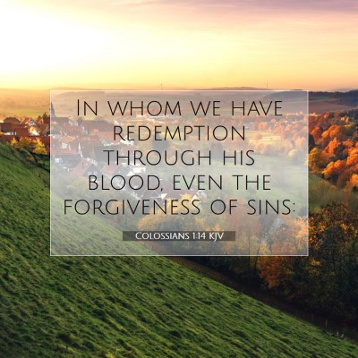 Picture 07 - Colossians 1:14 KJV - In whom we have redemption through his blood, - Bible Verse Picture