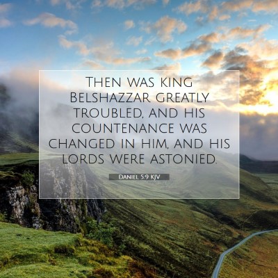 Picture 07 - Daniel 5:9 KJV - Then was king Belshazzar greatly troubled, and - Bible Verse Picture