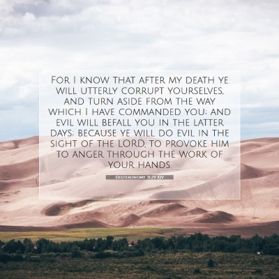 Picture 07 - Deuteronomy 31:29 KJV - For I know that after my death ye will utterly - Bible Verse Picture