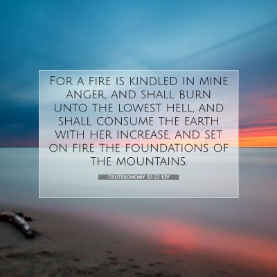Picture 07 - Deuteronomy 32:22 KJV - For a fire is kindled in mine anger, and shall - Bible Verse Picture