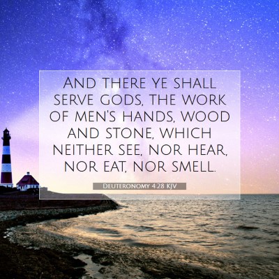 Picture 07 - Deuteronomy 4:28 KJV - And there ye shall serve gods, the work of men's - Bible Verse Picture