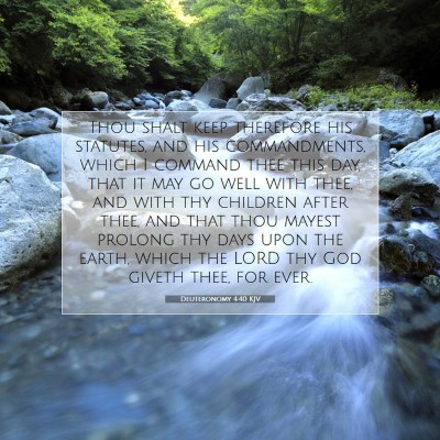 Picture 07 - Deuteronomy 4:40 KJV - Thou shalt keep therefore his statutes, and his - Bible Verse Picture