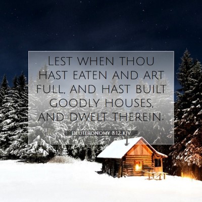 Picture 07 - Deuteronomy 8:12 KJV - Lest when thou hast eaten and art full, and hast - Bible Verse Picture