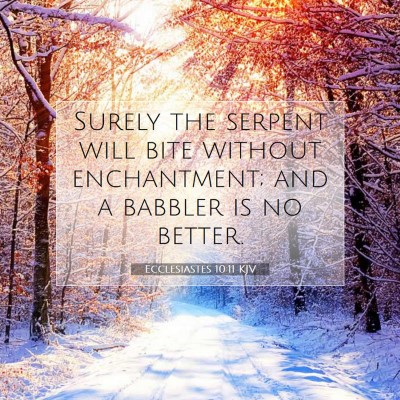 Picture 07 - Ecclesiastes 10:11 KJV - Surely the serpent will bite without enchantment; - Bible Verse Picture