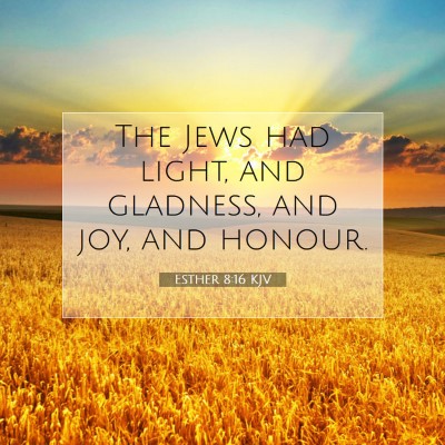 Picture 07 - Esther 8:16 KJV - The Jews had light, and gladness, and joy, and - Bible Verse Picture