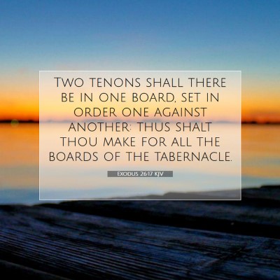 Picture 07 - Exodus 26:17 KJV - Two tenons shall there be in one board, set in - Bible Verse Picture