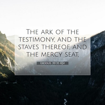 Picture 07 - Exodus 39:35 KJV - The ark of the testimony, and the staves thereof, - Bible Verse Picture