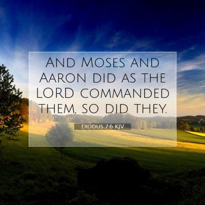 Picture 07 - Exodus 7:6 KJV - And Moses and Aaron did as the LORD commanded - Bible Verse Picture