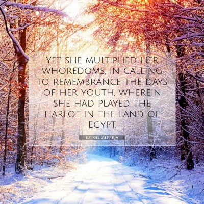 Picture 07 - Ezekiel 23:19 KJV - Yet she multiplied her whoredoms, in calling to - Bible Verse Picture