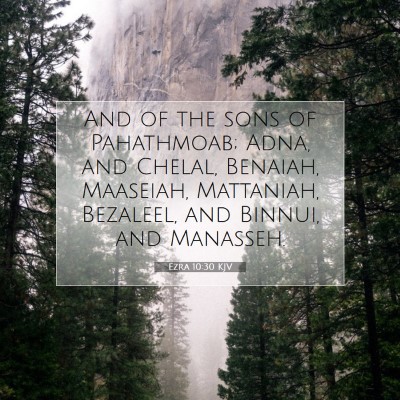 Picture 07 - Ezra 10:30 KJV - And of the sons of Pahathmoab; Adna, and Chelal, - Bible Verse Picture