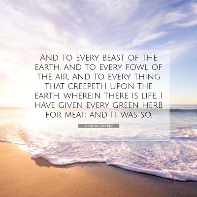 Picture 07 - Genesis 1:30 KJV - And to every beast of the earth, and to every - Bible Verse Picture