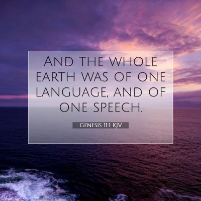 Picture 07 - Genesis 11:1 KJV - And the whole earth was of one language, and of - Bible Verse Picture