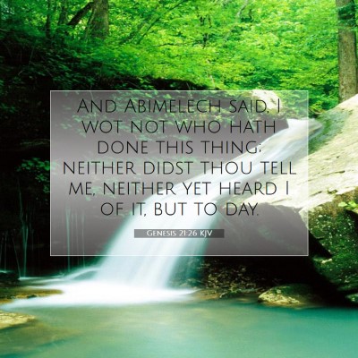Picture 07 - Genesis 21:26 KJV - And Abimelech said, I wot not who hath done this - Bible Verse Picture