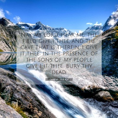 Picture 07 - Genesis 23:11 KJV - Nay, my lord, hear me: the field give I thee, and - Bible Verse Picture